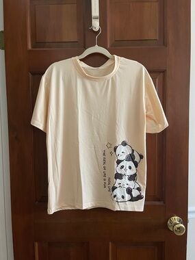 Cute Cream Panda Graphic Tee
